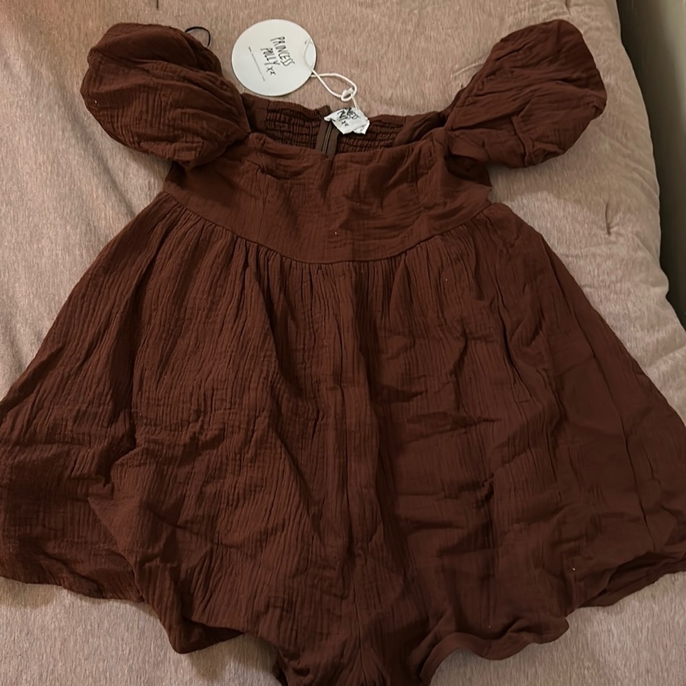 Princess Polly Brown Off-Shoulder Romper